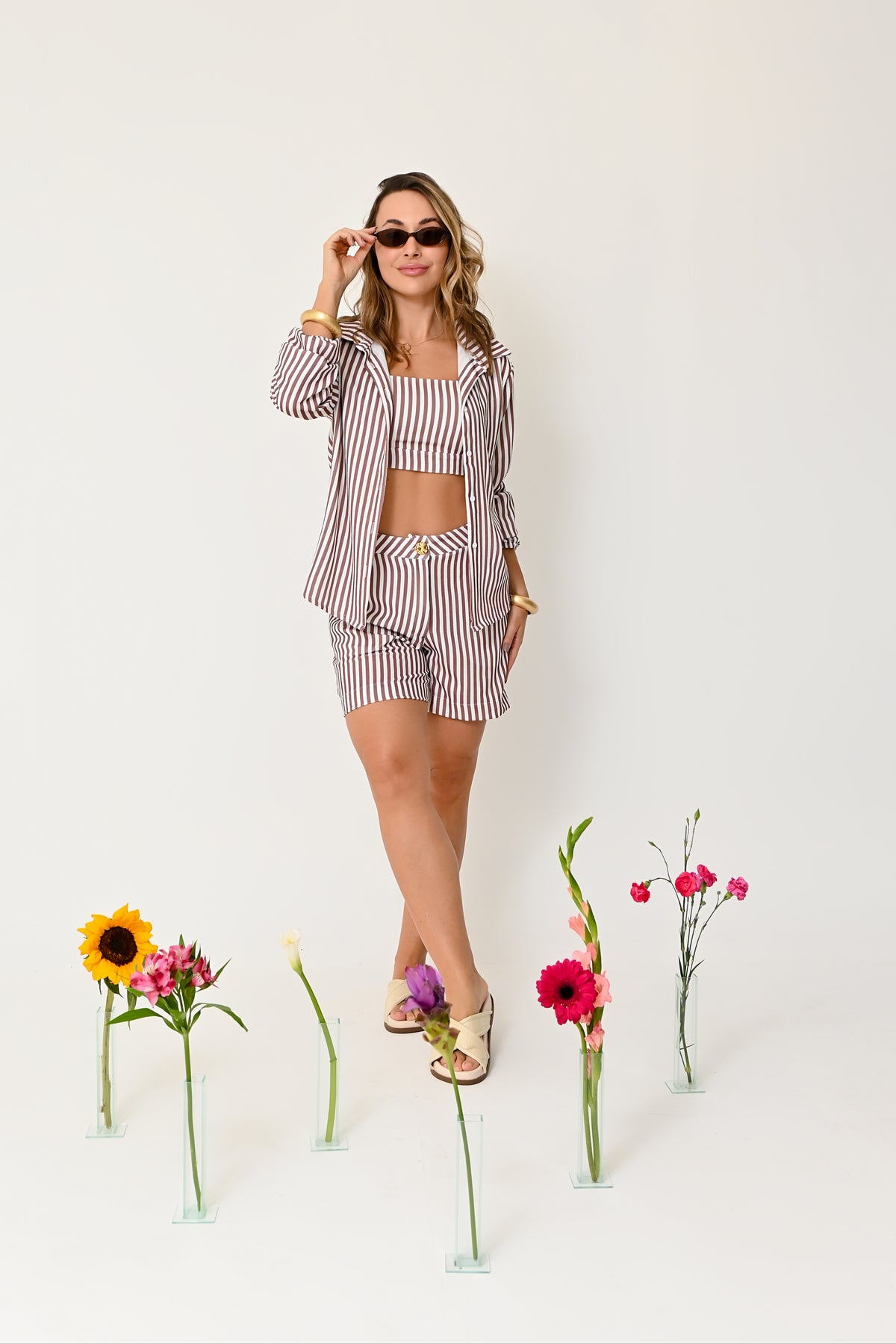 Conjunto Listrado 3 Peças Verão - Elegância e Conforto no Estilo Casual