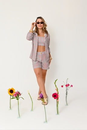 Conjunto Listrado 3 Peças Verão - Elegância e Conforto no Estilo Casual