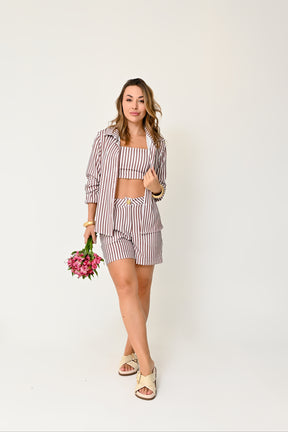 Conjunto Listrado 3 Peças Verão - Elegância e Conforto no Estilo Casual