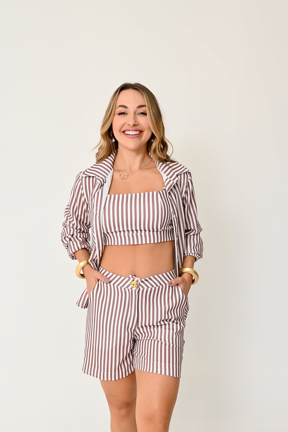 Conjunto Listrado 3 Peças Verão - Elegância e Conforto no Estilo Casual