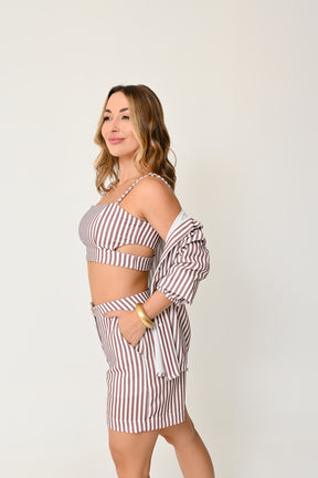 Conjunto Listrado 3 Peças Verão - Elegância e Conforto no Estilo Casual