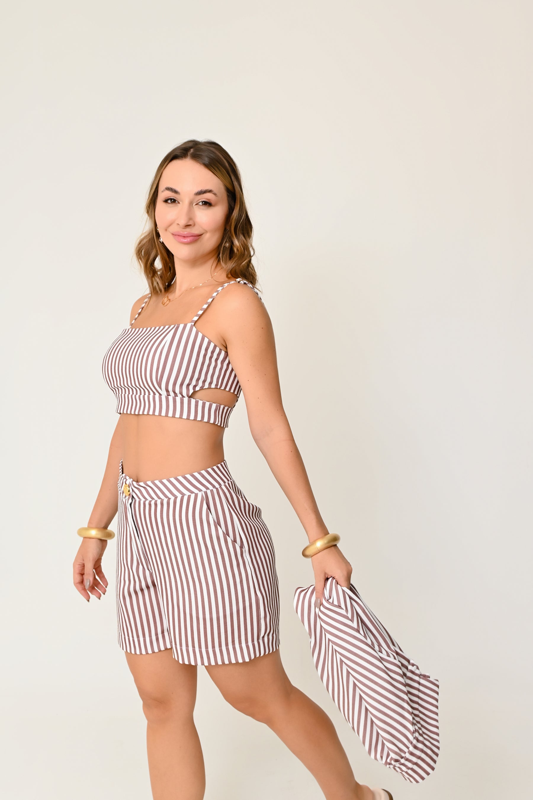 Conjunto Listrado 3 Peças Verão - Elegância e Conforto no Estilo Casual