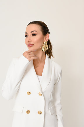 Blazer Alongado Alfaiataria com Botões Dourados - Elegância e Sofisticação